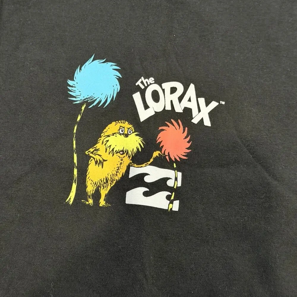 Billabong Dr Seuss The Lorax 2020 Graphic Organic 100% Cotton Black Tee